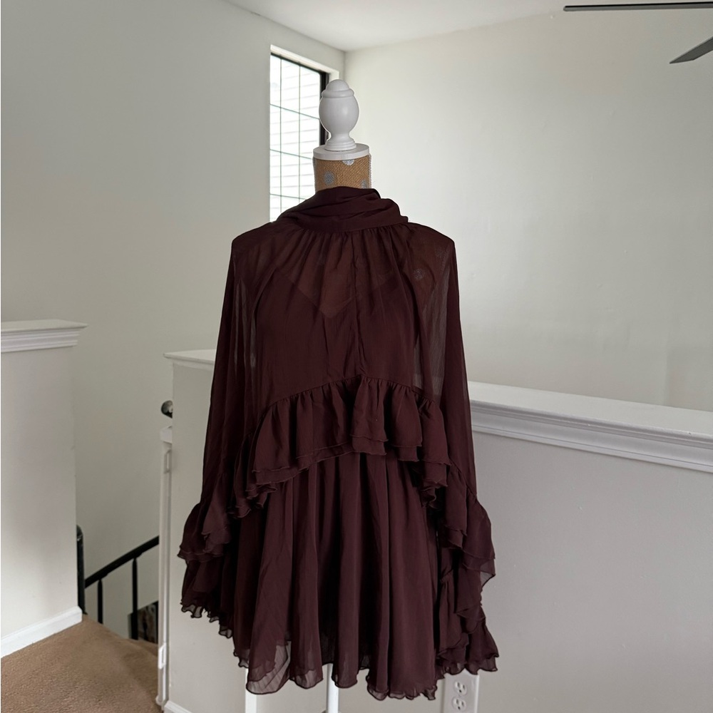 Chic Brown Ruffled Dress